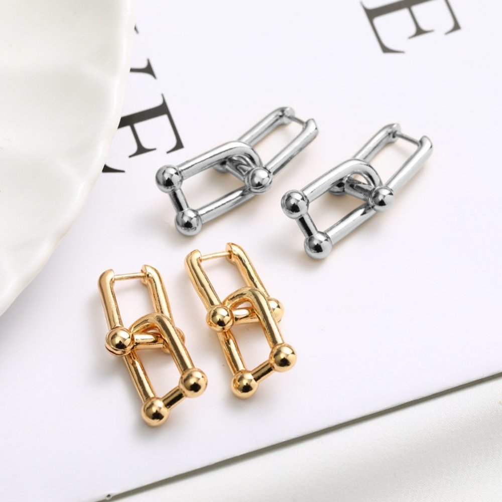 *NEW 925 Sterling Silver Double Link Earrings - Picture 7 of 10